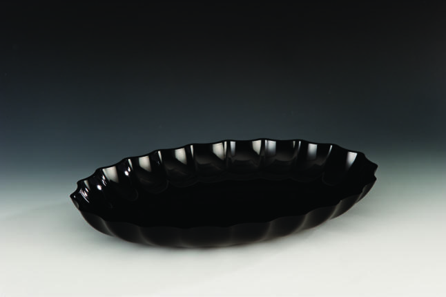 Polycarbonat Oval Model Teşhir Tabak Şeffaf-Siyah-Beyaz)