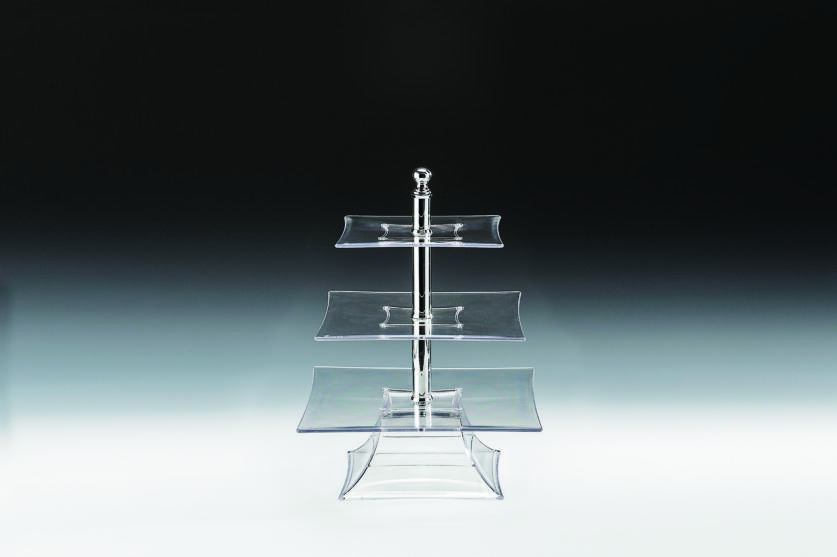 Polycarbonat Tepsili 3 Katlı Teşhir Standı(20-25-30 Cm )