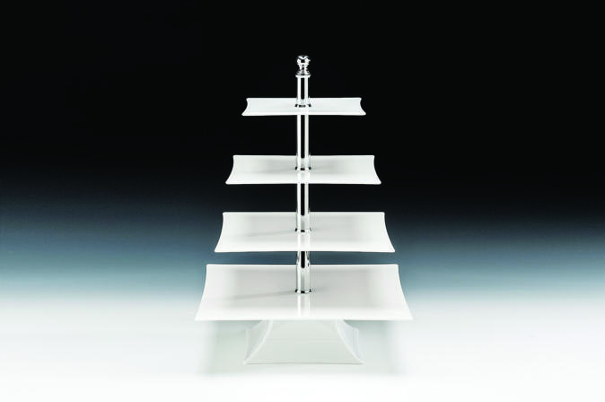 Polycarbonat Tepsili 4 Katlı Teşhir Standı(20-25-30-35 Cm )