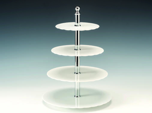 4 Katlı Polycarbonat Pasta Standı-Beyaz-Şeffaf