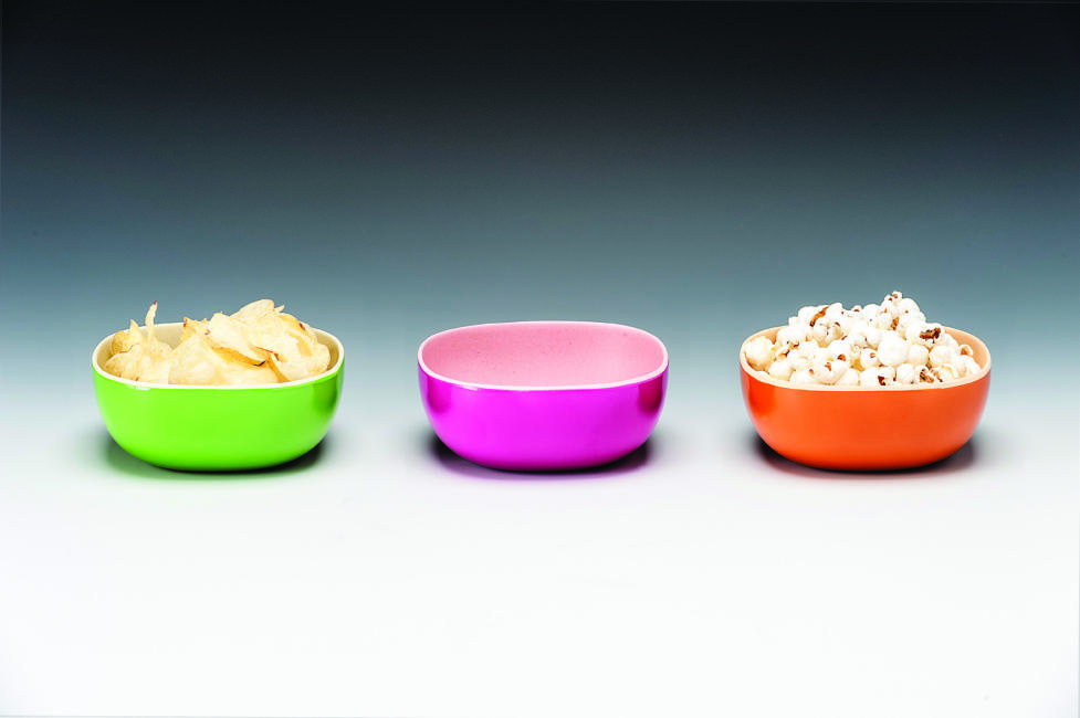Renkli Oval Bambu Çerezlik-Pembe-Oranj-Yeşil