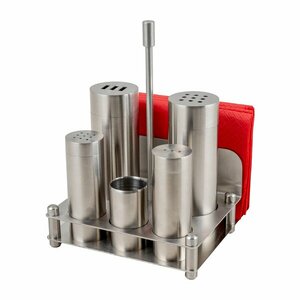 TEZEL 5'Lİ BORU TUZLUK SETİ (Ø32) DİKD.PEÇETELİKLİ METAL STAND