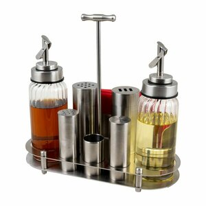 TEZEL 7'Lİ BORU TUZLUK SETİ (Ø32) OVAL PEÇETELİKLİ METAL STAND